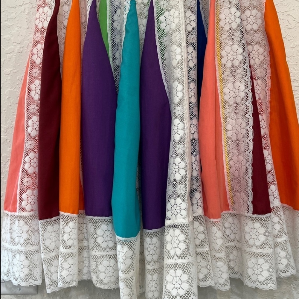 Handmade Vintage Lace Colorful Patchwork Overlay Skirt Boho Festival - Picture 4 of 15